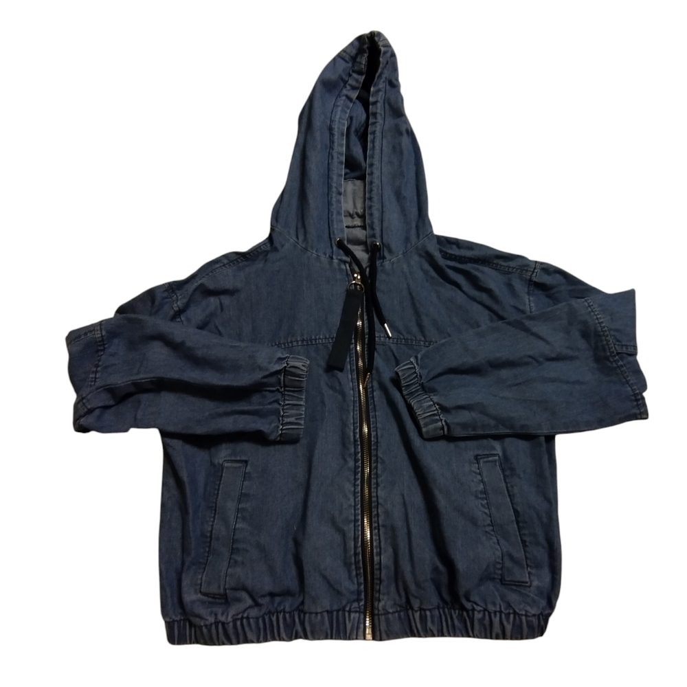 Ashley Vintage Charm Women's Blue Lightweight Jean Hooded Jacket Large